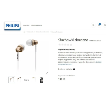 HIFI słuchawki douszne Philips 107dB neodym alum. [23130000820]